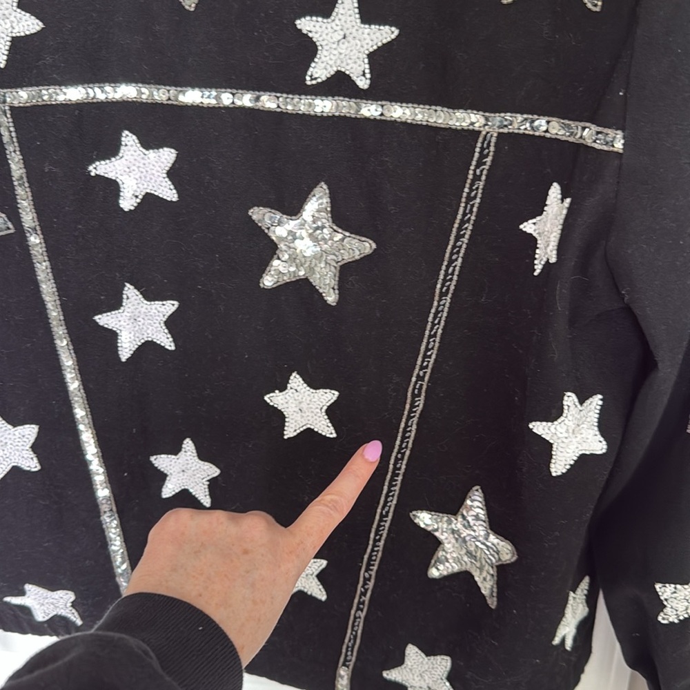 Vintage Modi Beaded Sequin Star Denim Cotton Jacket - Picture 14 of 14
